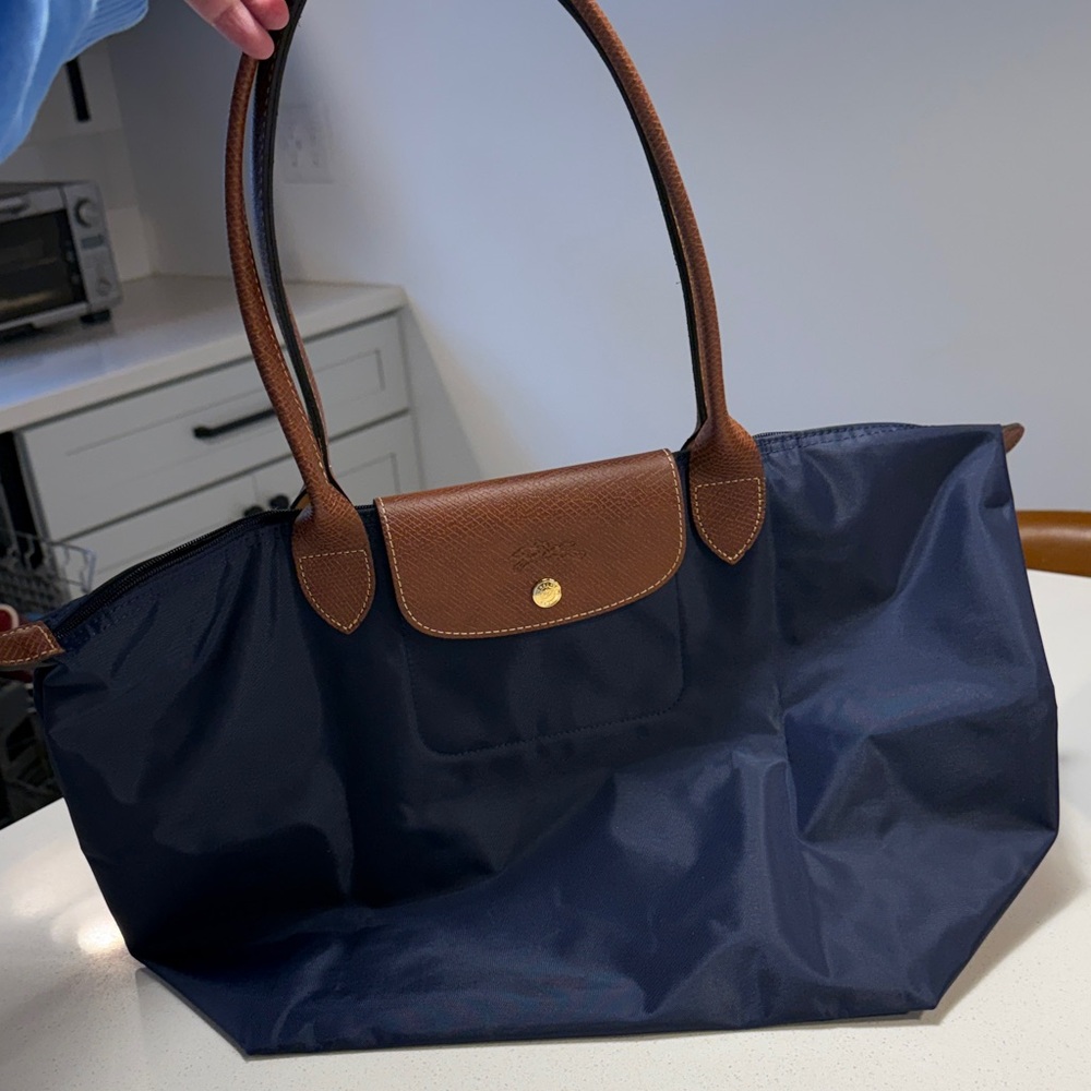 Longchamp Le Pliage navy large tote